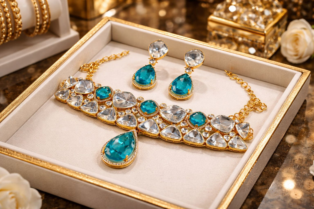 Teal Signature Drop Choker Set
