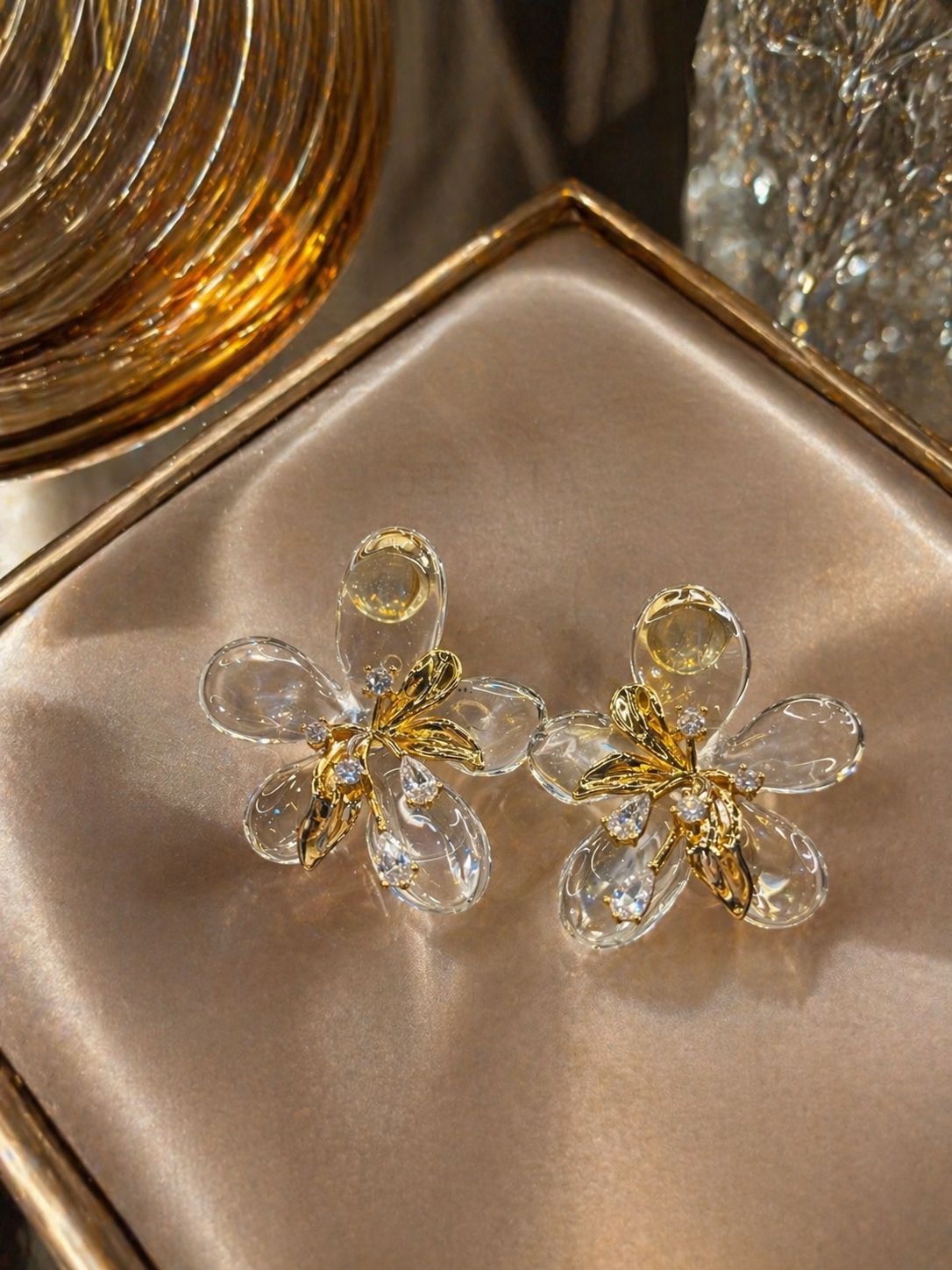Golden Dew Floral Studs