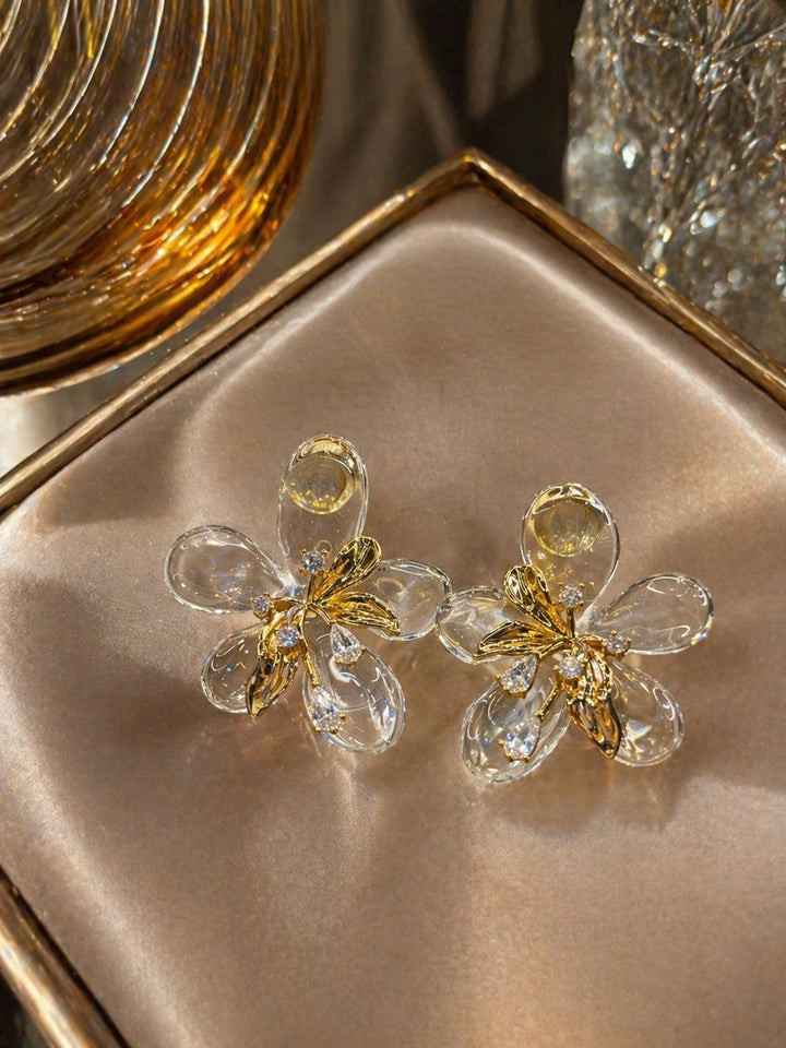 Golden Dew Floral Studs