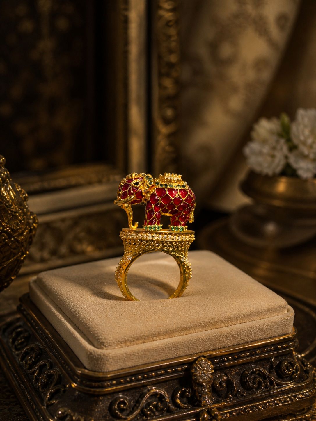 Maharani Jade Elephant Treasure Ring