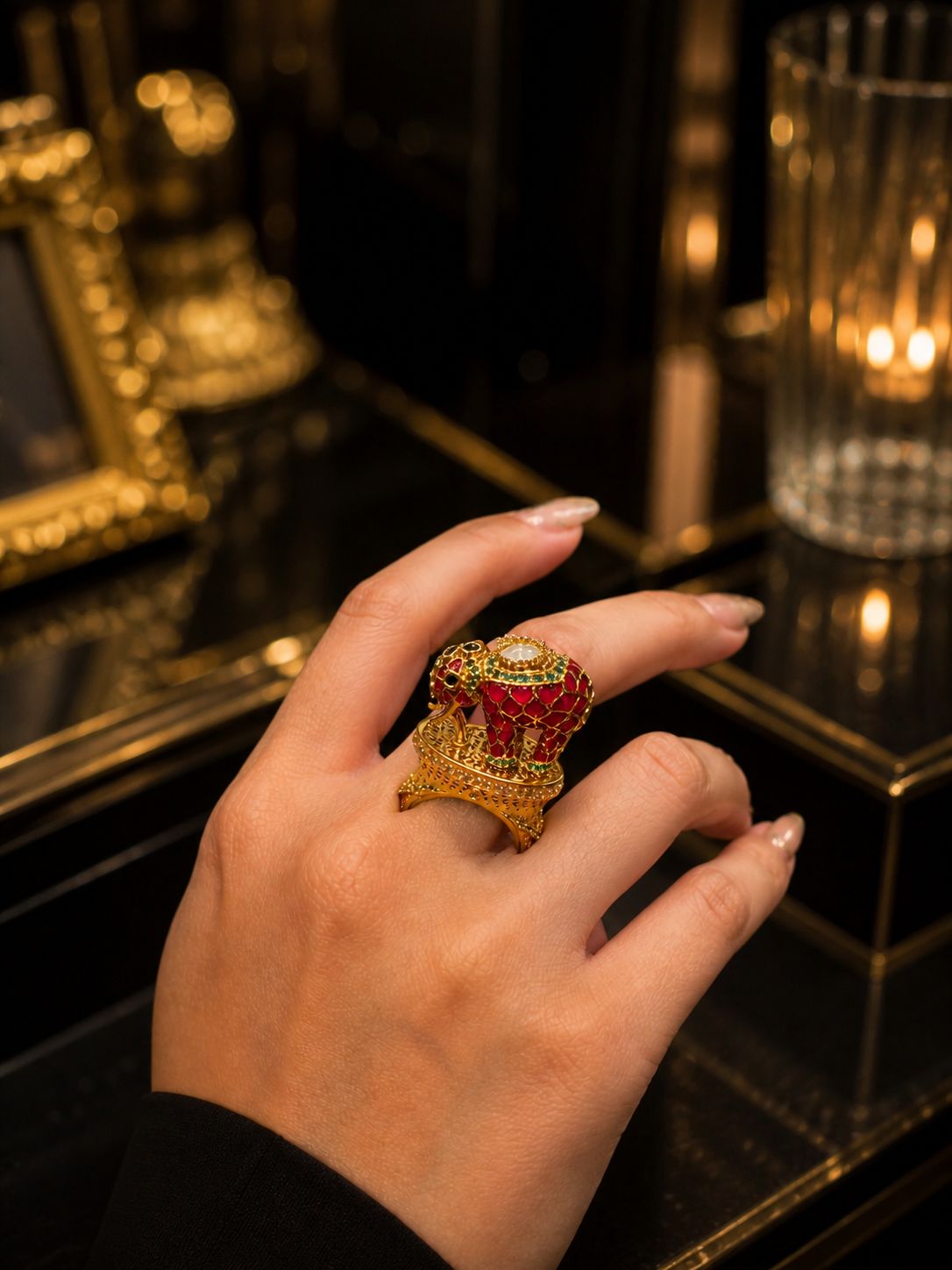 Maharani Jade Elephant Treasure Ring
