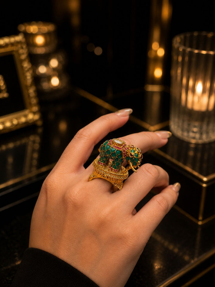 Maharani Jade Elephant Treasure Ring