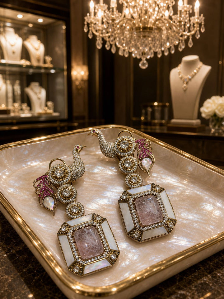 Pearl Empress Peacock Earrings