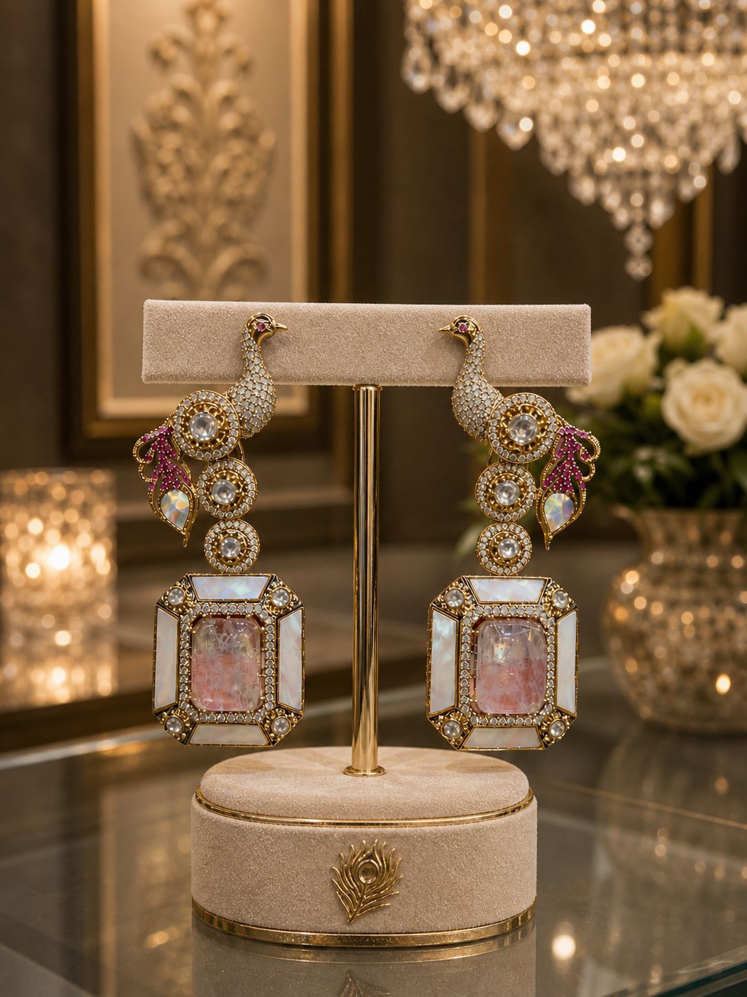 Pearl Empress Peacock Earrings