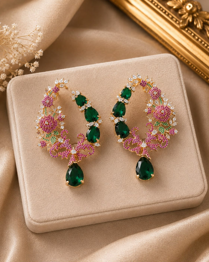 Emerald Floral Luxe Earrings