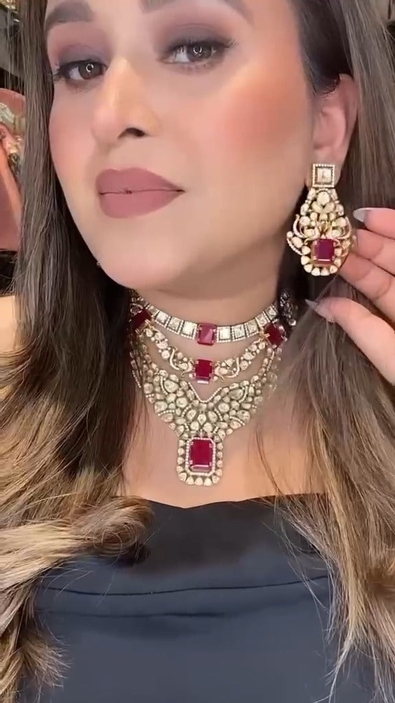 Empress Ruby Moissanite Necklace Set