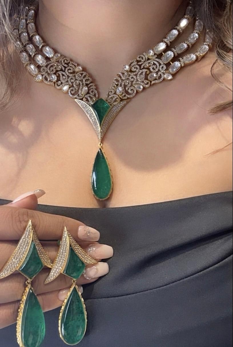 Luxe Emerald Drop Necklace Set