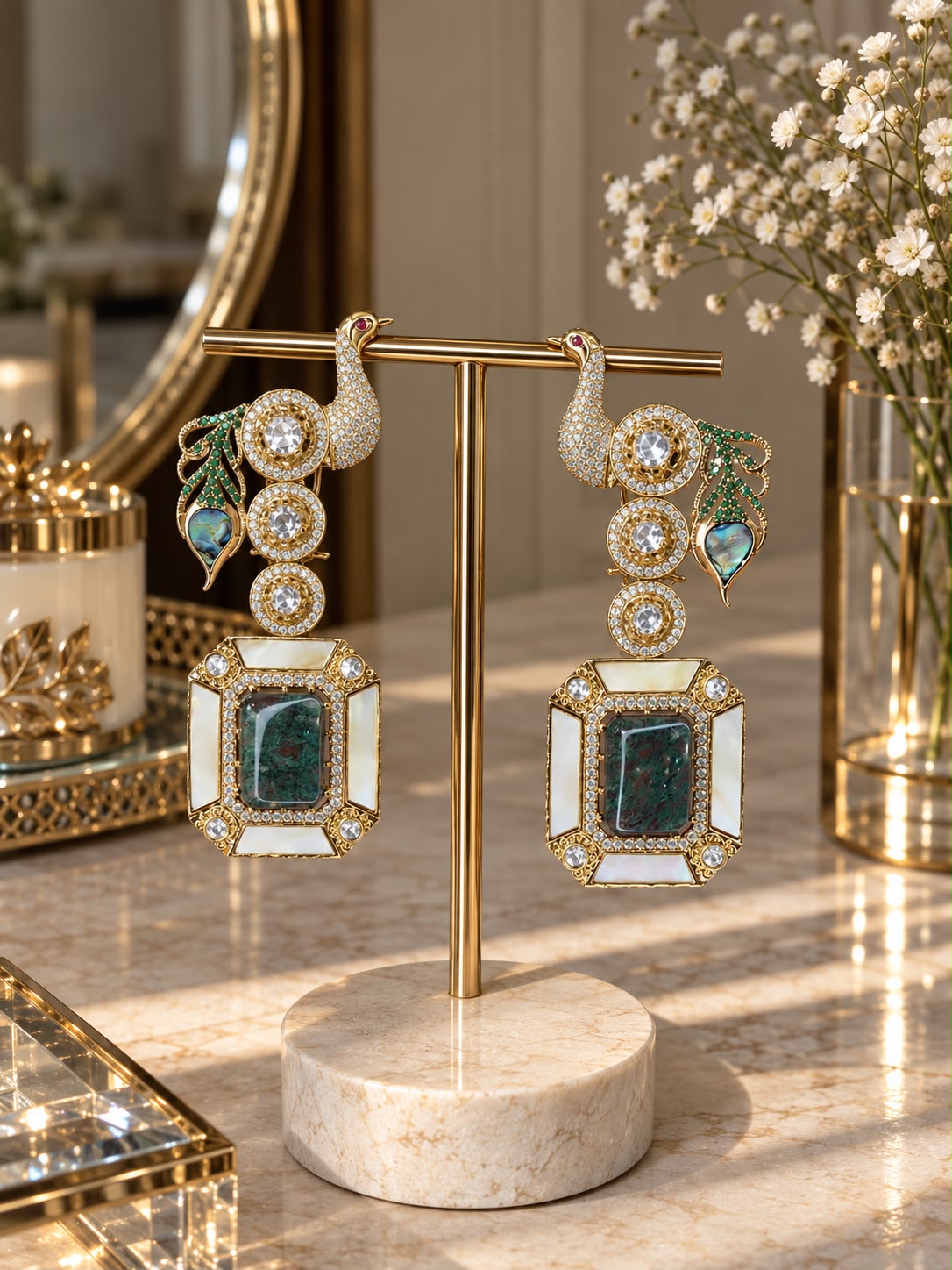 PEARL EMPRESS PEACOCK EARRINGS